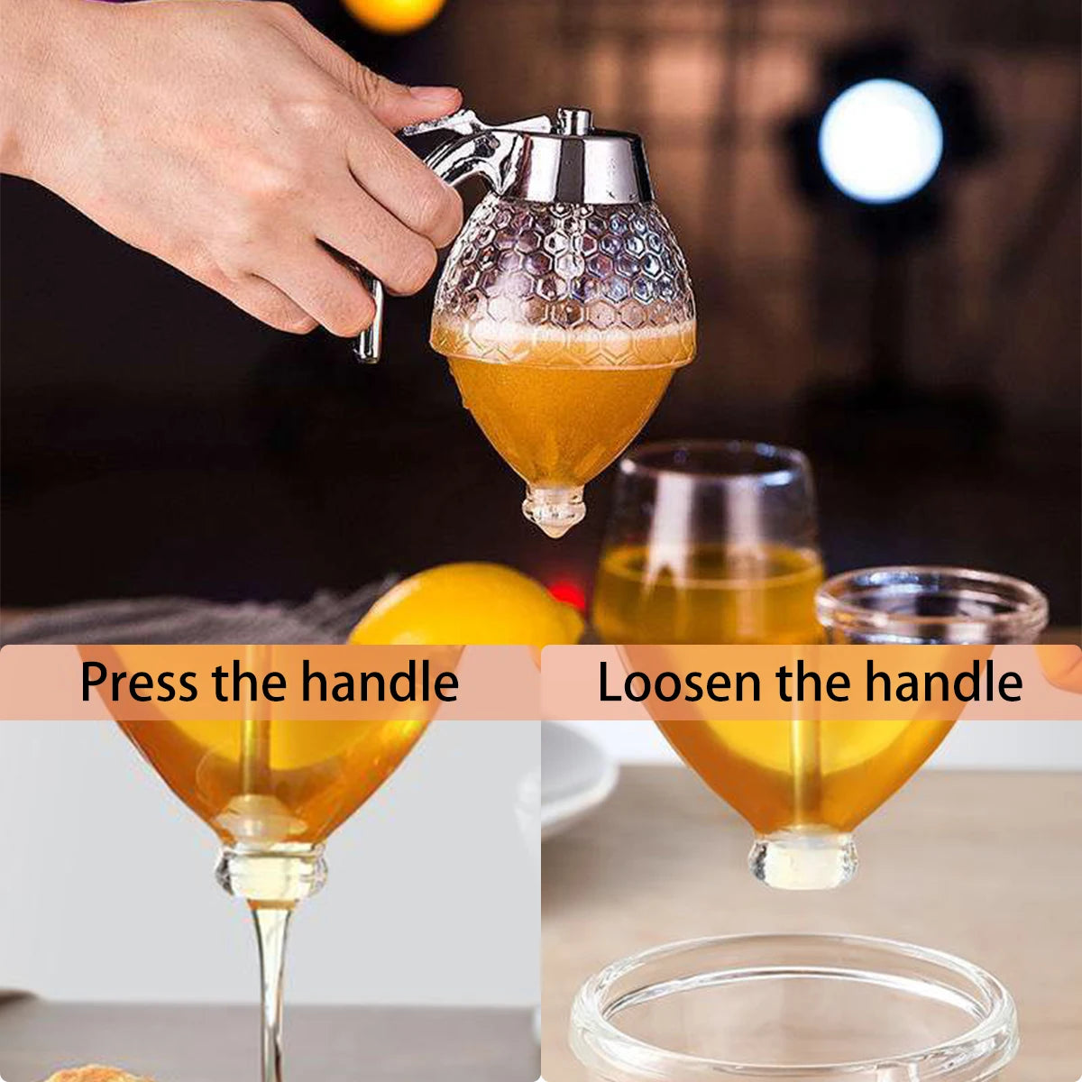 Diamond Glass Honey Dispenser