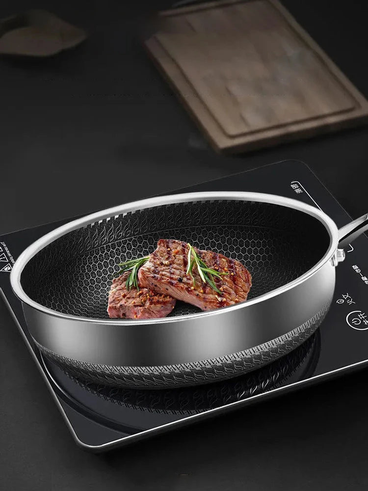 Tri-Ply Stainless Steel Honeycomb Wok