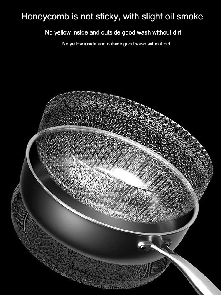 Tri-Ply Stainless Steel Honeycomb Wok