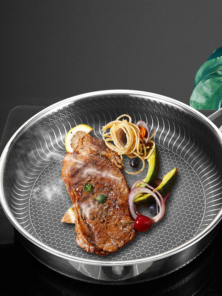 Tri-Ply Stainless Steel Honeycomb Wok