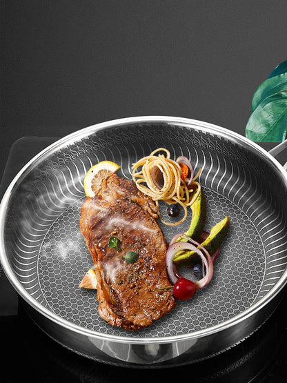 Tri-Ply Stainless Steel Honeycomb Wok