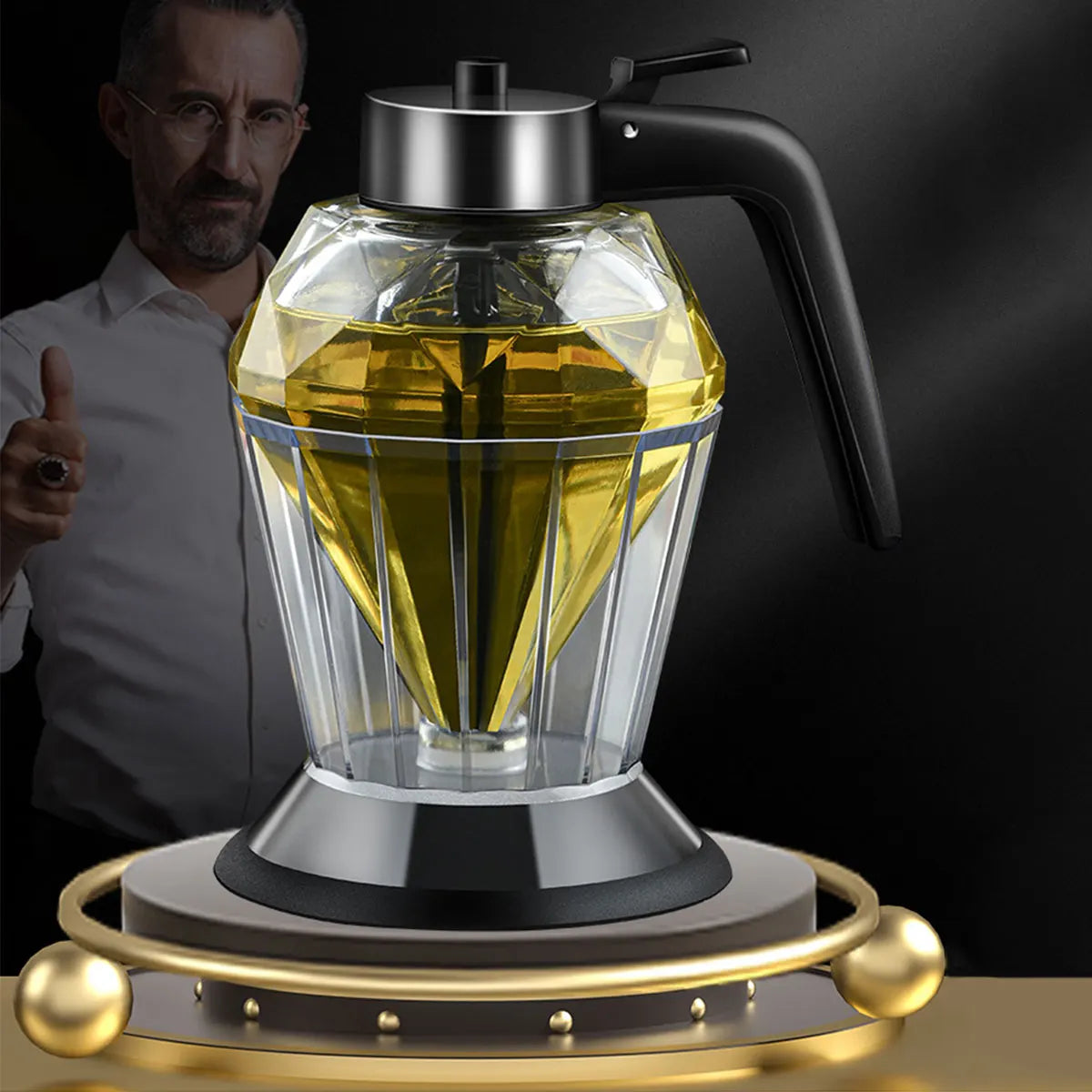 Diamond Glass Honey Dispenser