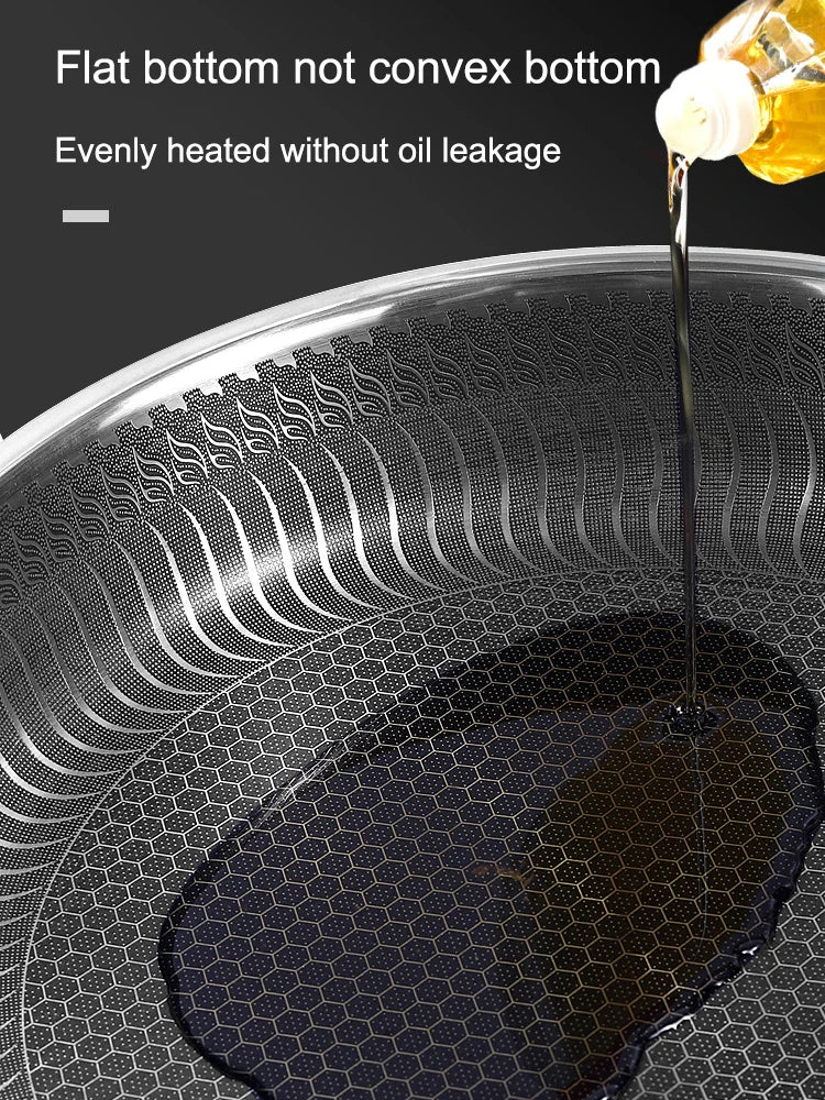 Tri-Ply Stainless Steel Honeycomb Wok