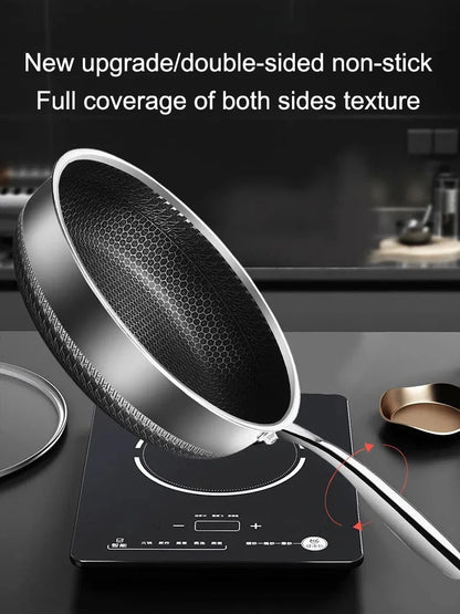 Tri-Ply Stainless Steel Honeycomb Wok
