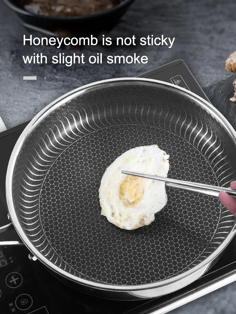 Tri-Ply Stainless Steel Honeycomb Wok