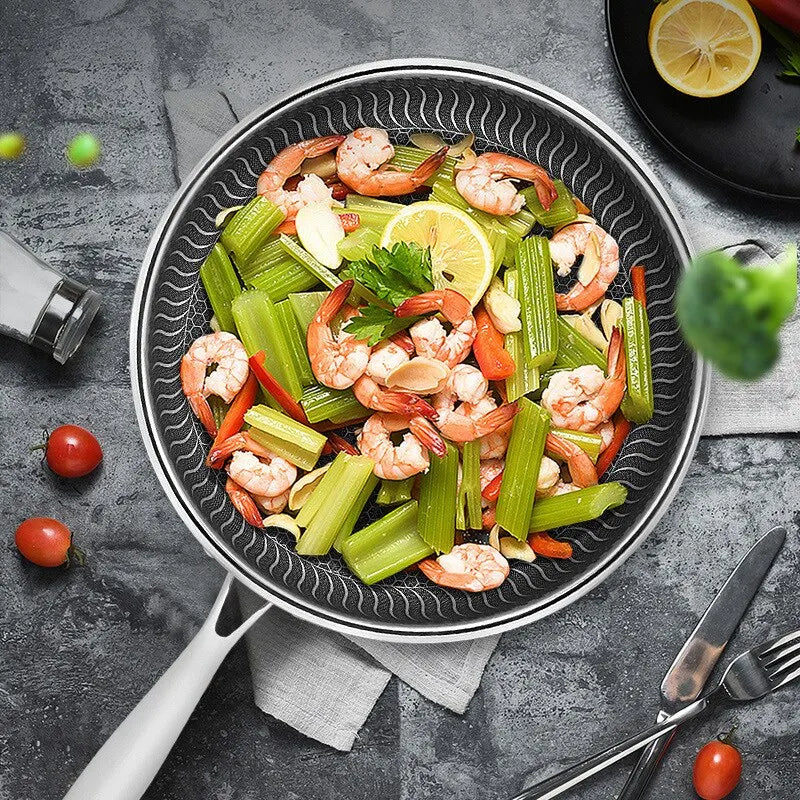 Tri-Ply Stainless Steel Honeycomb Wok