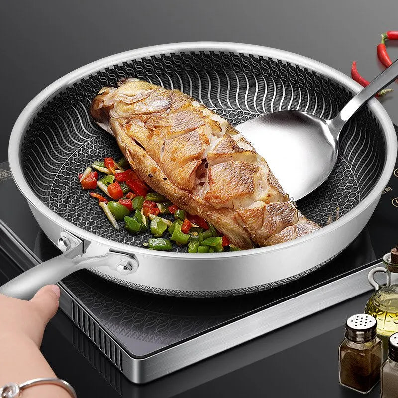 Tri-Ply Stainless Steel Honeycomb Wok