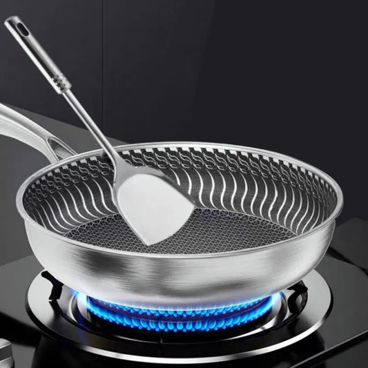 Tri-Ply Stainless Steel Honeycomb Wok